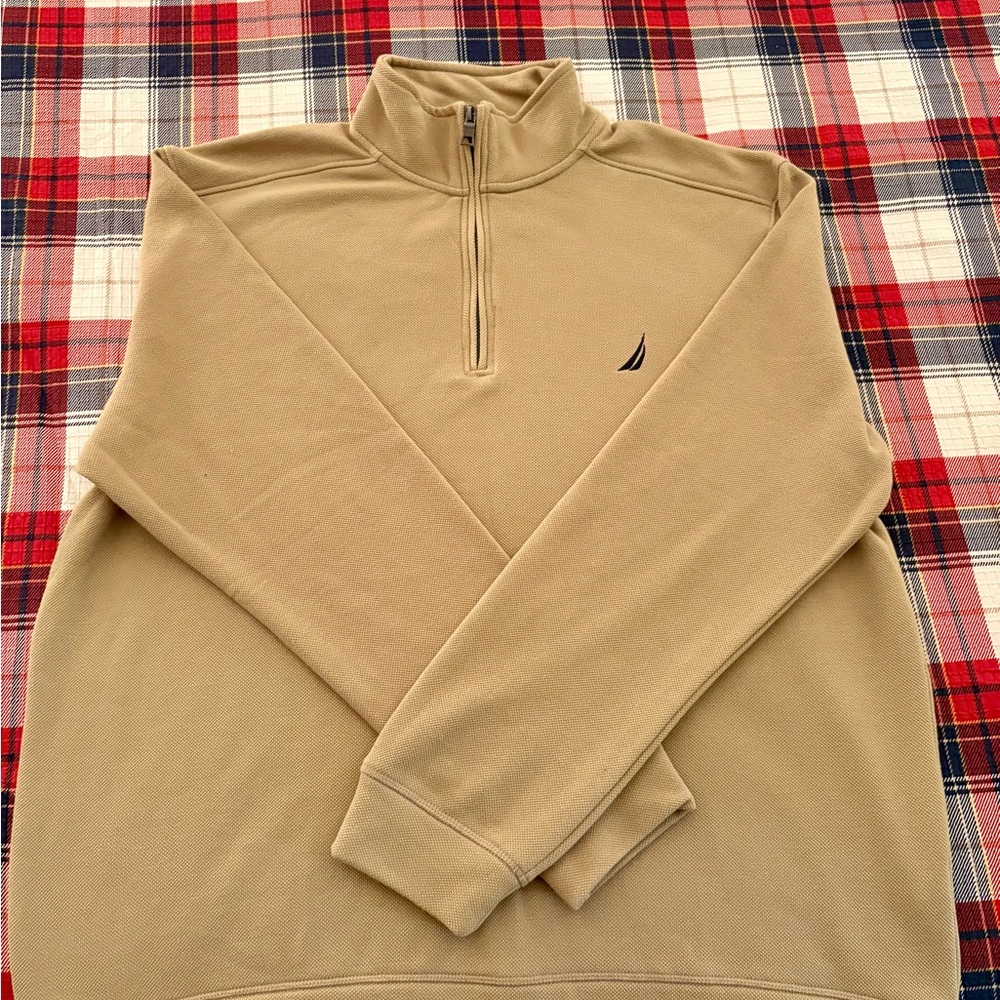 Nautica Men's Tan Quarter-Zip Sweater